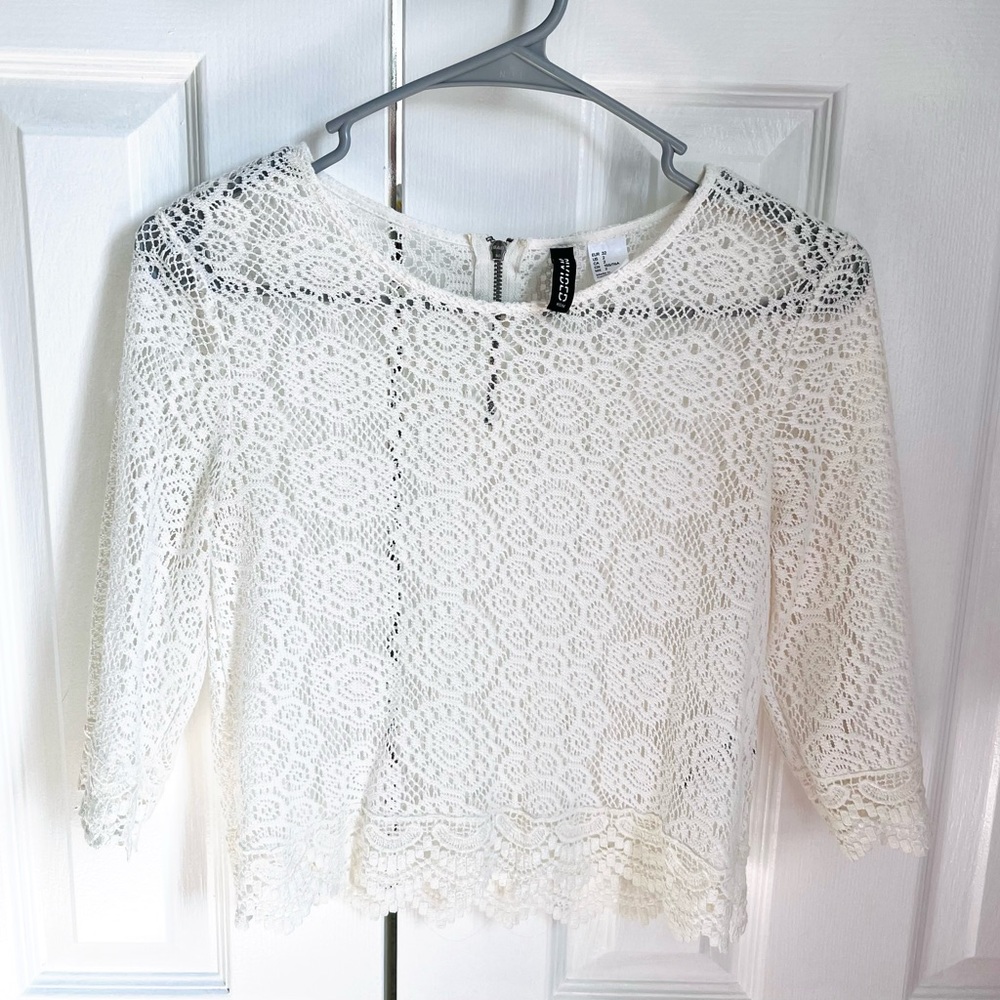 EUC white lace crop top
